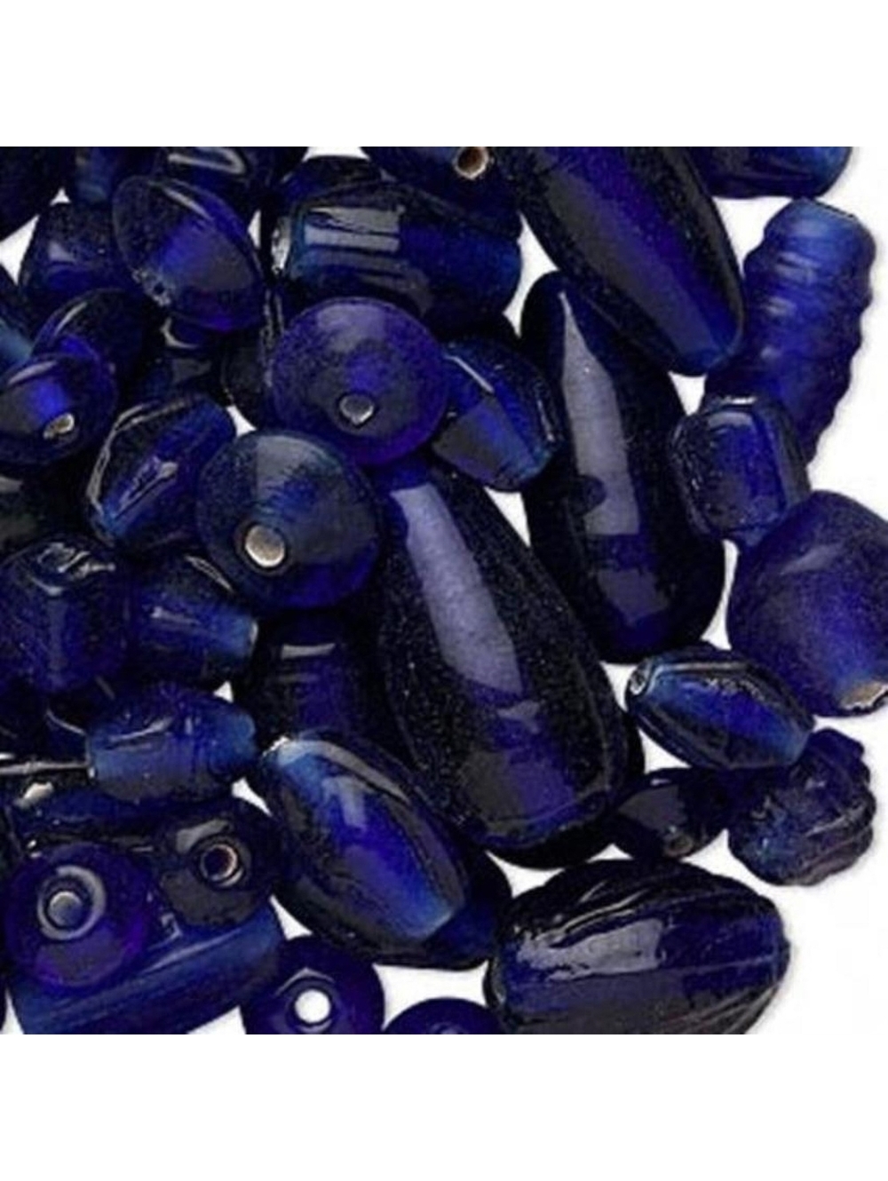 50g Bulk Handcrafted India Lampwork Glass Beads Mix Translucent Cobalt Blue
